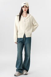 New Hooded Knit Cardigan Sweater
