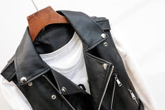 Black Synthetic Leather Vest