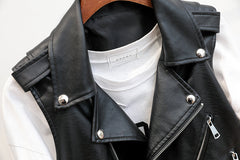 Black Synthetic Leather Vest