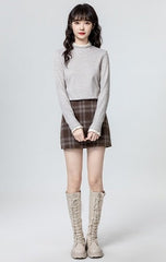 Oatmeal Highneck Fleece Lined Top