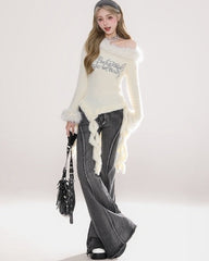 Off Shoulder Concert Style Sweater Top