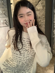 Off-White Handwritten Letter Long Sleeves Knit T-Shirt