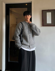 Old Money Style Crew Neck Cardigan Sweater