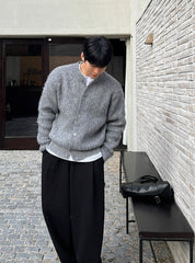 Old Money Style Crew Neck Cardigan Sweater
