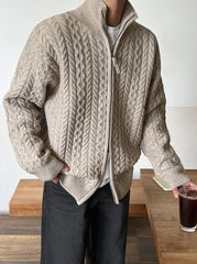 Old Money Style Half-High Neck Knitted Cardigan