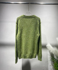 Olive Green V-Neck Knitted Sweater