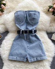 Blue Denim Short Jumpsuit