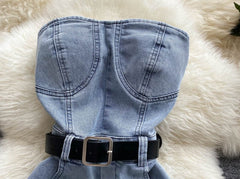 Blue Denim Short Jumpsuit
