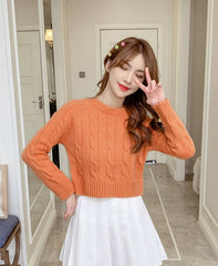 Orange Knot-Patterned Sweater