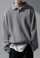 Oversize Knit Polo Sweater