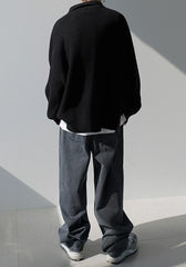 Oversize Knit Polo Sweater