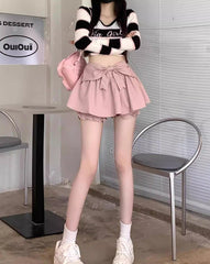 Pink Bow Flowy Mini Skirt