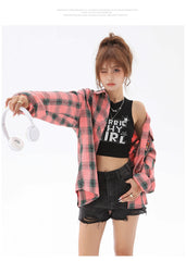 Pink Button Up Plaid Shirt
