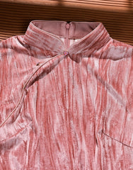Pink Chinese Style Velvet Dress
