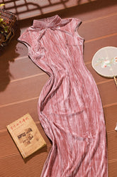 Pink Chinese Style Velvet Dress