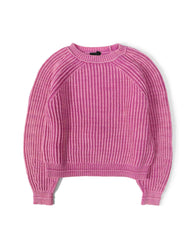 Pink Crewneck Ribbed Knit Sweater