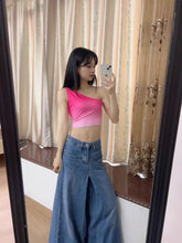 Pink Gradient Asymmetric Crop Top