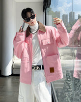 Pink Jacket With Brown Collar