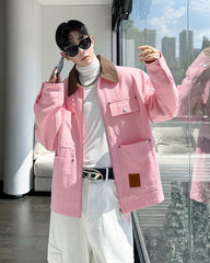 Pink Jacket With Brown Collar