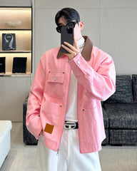 Pink Jacket With Brown Collar
