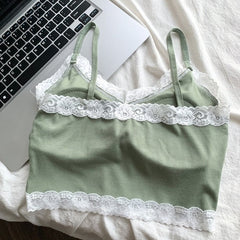 Pink Lace Bustier Sling Crop Top