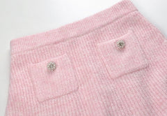 Pink Scallop Edge Knitted Skirt