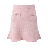 Pink Scallop Edge Knitted Skirt