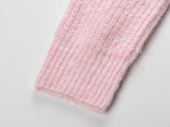 Pink Lace Collar Knitted Cardigan