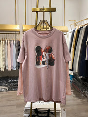 Pink Oversize Bear Print T-Shirt