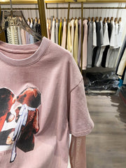 Pink Oversize Bear Print T-Shirt