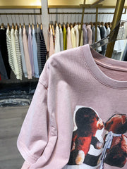 Pink Oversize Bear Print T-Shirt