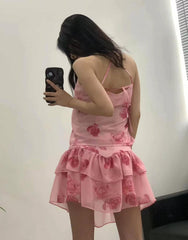 Pink Ruched Floral Fairy Top