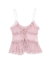 Pink Ruffled See-Through Sling Top