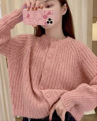 Pink Thick Knitted Cozy Cardigan