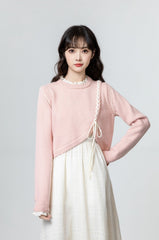 Pink Tieknit Sweater Top