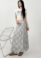 Plaid A Line Midi Skirt Casual Summer Style