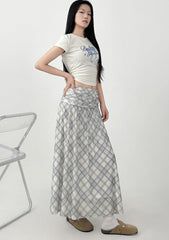 Plaid A Line Midi Skirt Casual Summer Style