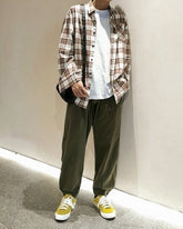 Plaid Casual Long Sleeve Shirt Korean Style Jacket