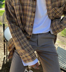 Plaid Casual Loose Fit Shirt Jacket