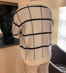 Plaid Collar Knit Pullover Sweater