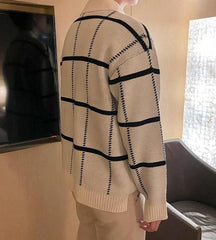 Plaid Collar Knit Pullover Sweater