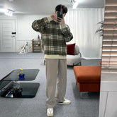 Plaid Fleece Pullover Sweatshirt