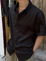 Plaid Short Sleeve Shirt Casual Loose Fit