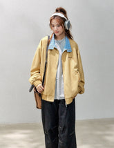 Plaid Patchwork Bomber Jacket Casual Outerwear