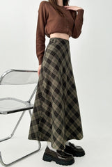 Plaid Vintage A Line Midi Skirt