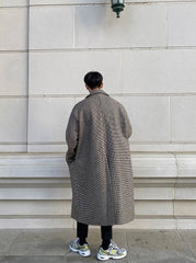 Plaid Blend Casual Long Coat