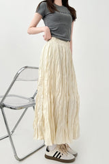 Pleated High Waist Midi Skirt For Curvy Style
