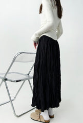 Pleated High Waist Midi Skirt For Curvy Style