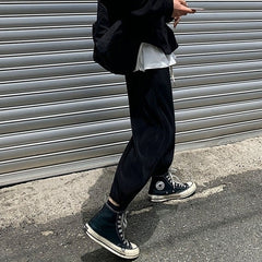 Pleated Ice Silk Relaxed Fit Jogger Pants
