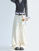 Pleated Relaxed Fit Wide Leg Suit Trousers